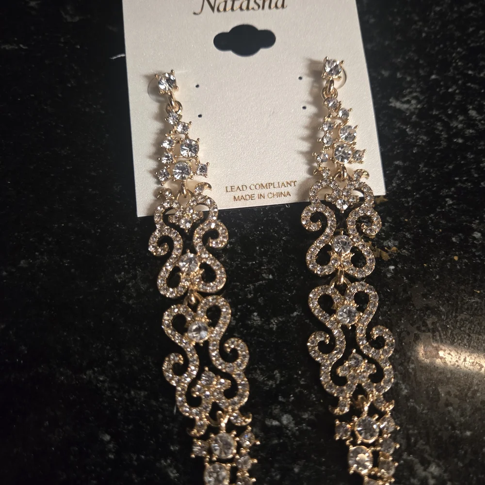 Natasha Couture Gold and Silver Dangle Earrings - Picture 4 of 5
